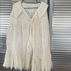 Elegant Cream Crochet Women Sweater
